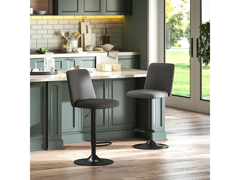 Set 2 sgabelli da bar girevoli ad altezza regolabile grigio scuro