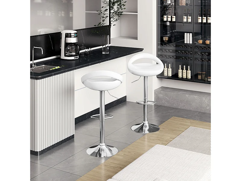 Set 2 sgabelli da bar girevoli con altezza regolabile bianco