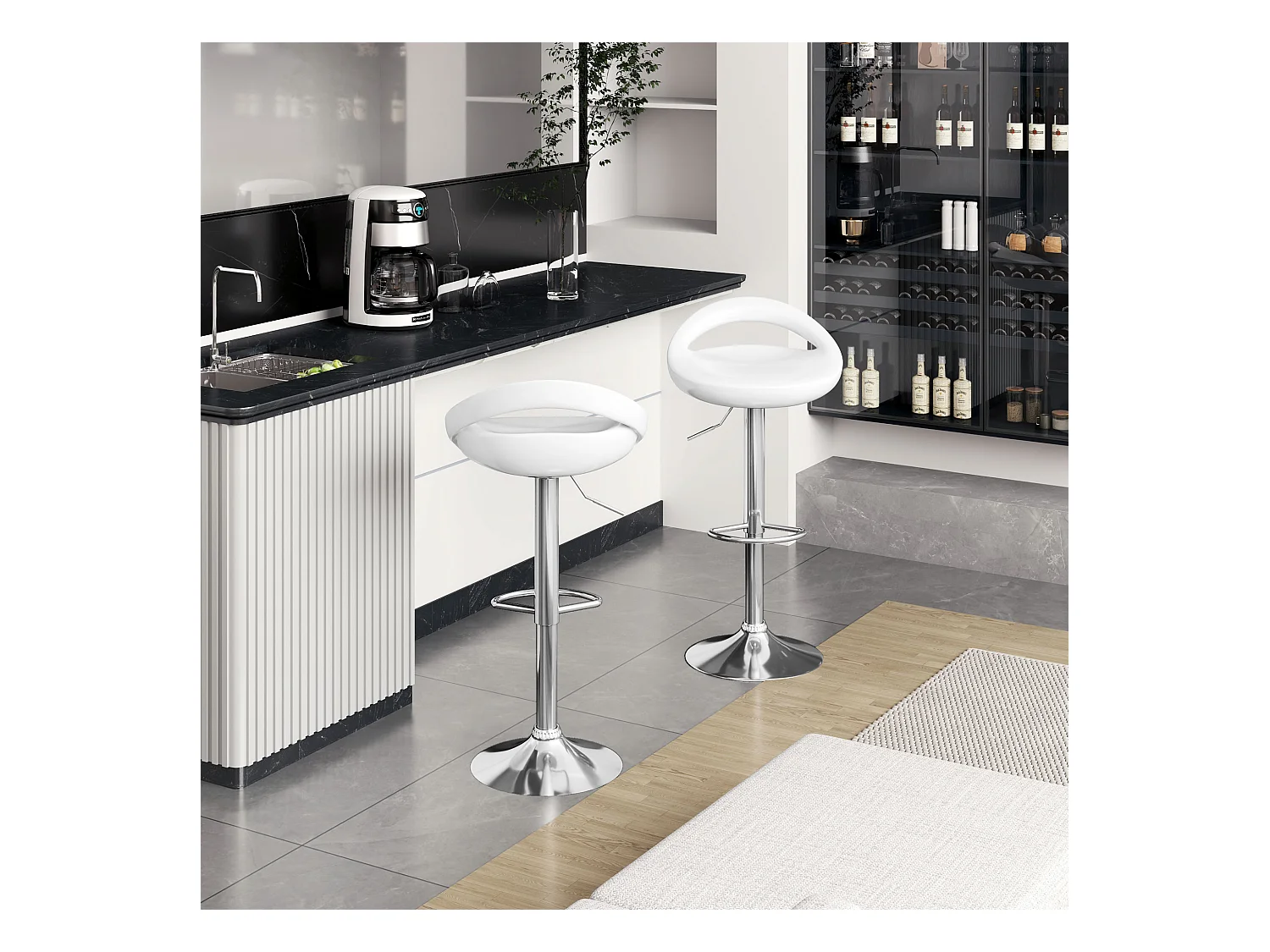 Set 2 sgabelli da bar girevoli con altezza regolabile bianco
