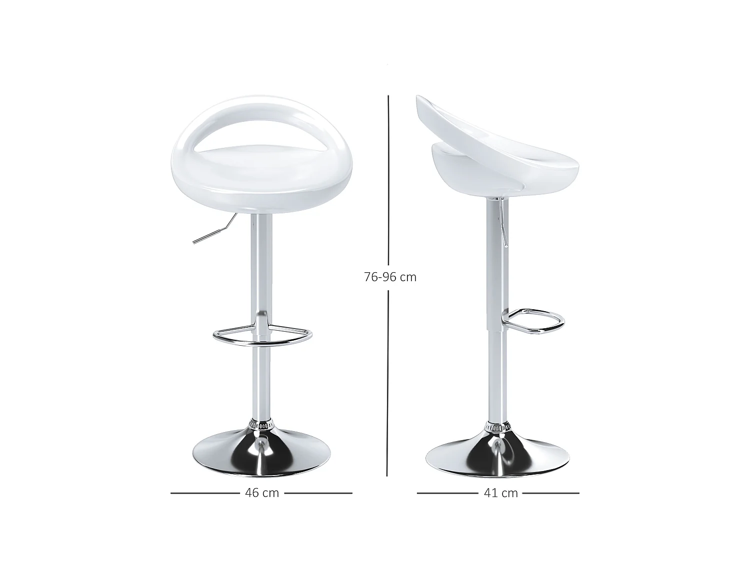 Set 2 sgabelli da bar girevoli con altezza regolabile bianco