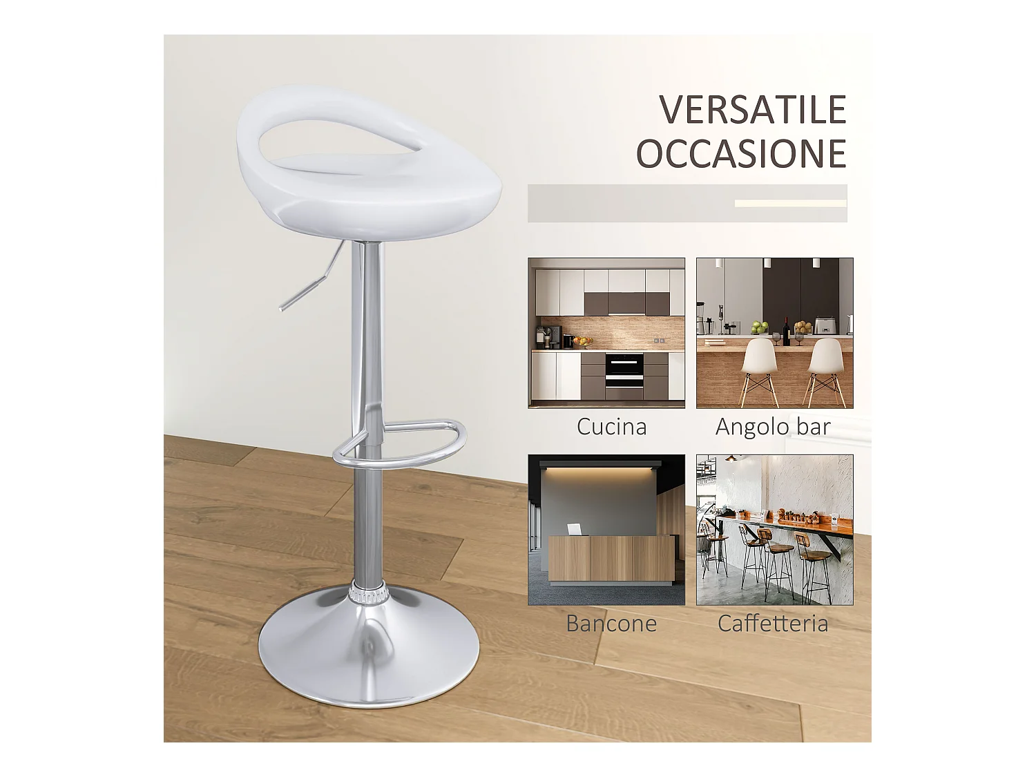 Set 2 sgabelli da bar girevoli con altezza regolabile bianco