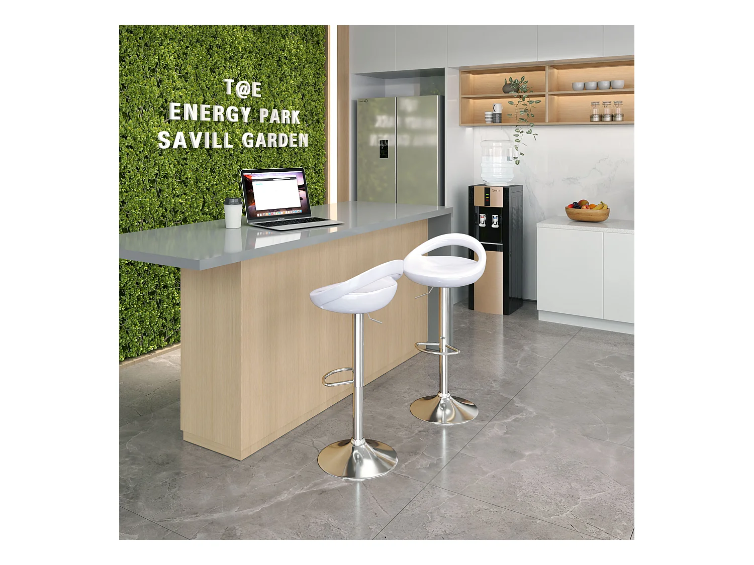 Set 2 sgabelli da bar girevoli con altezza regolabile bianco