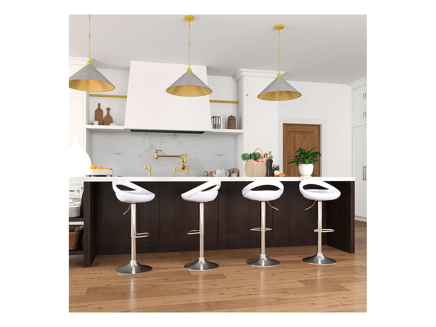 Set 2 sgabelli da bar girevoli con altezza regolabile bianco