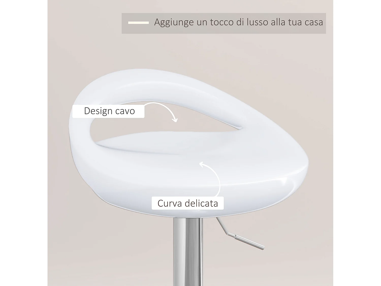 Set 2 sgabelli da bar girevoli con altezza regolabile bianco