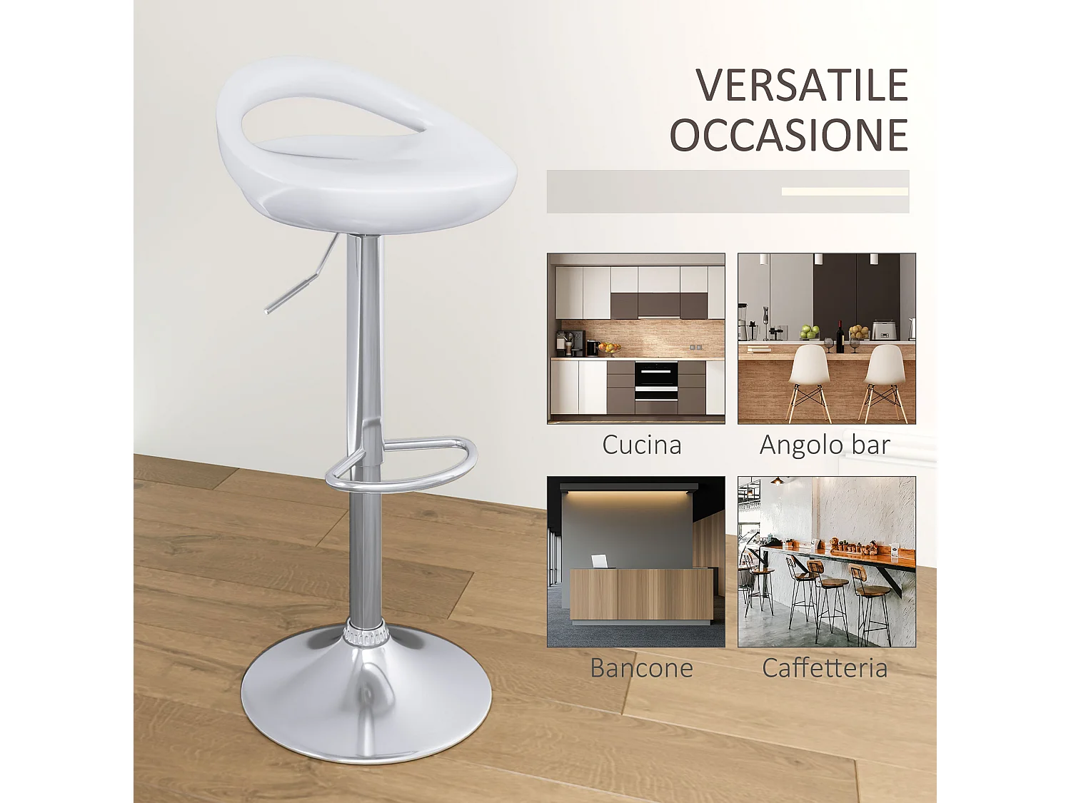 Set 2 sgabelli da bar girevoli con altezza regolabile bianco