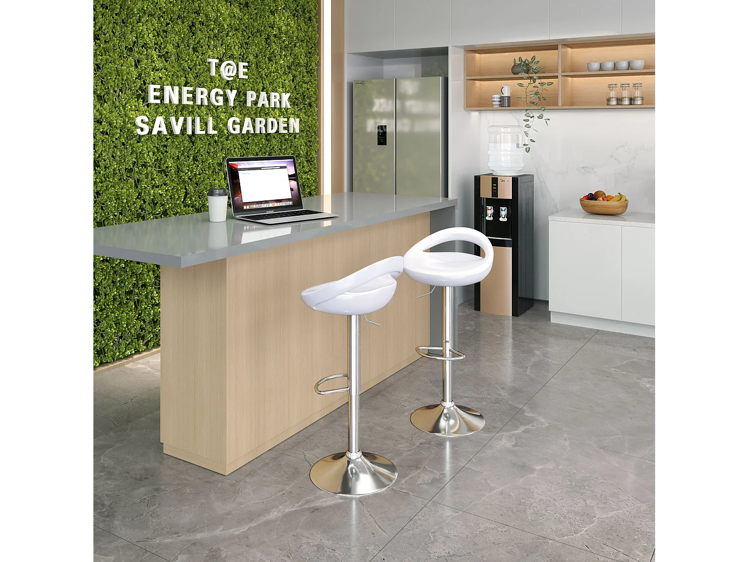 Set 2 sgabelli da bar girevoli con altezza regolabile bianco