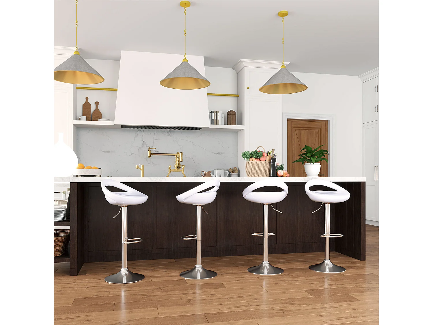 Set 2 sgabelli da bar girevoli con altezza regolabile bianco