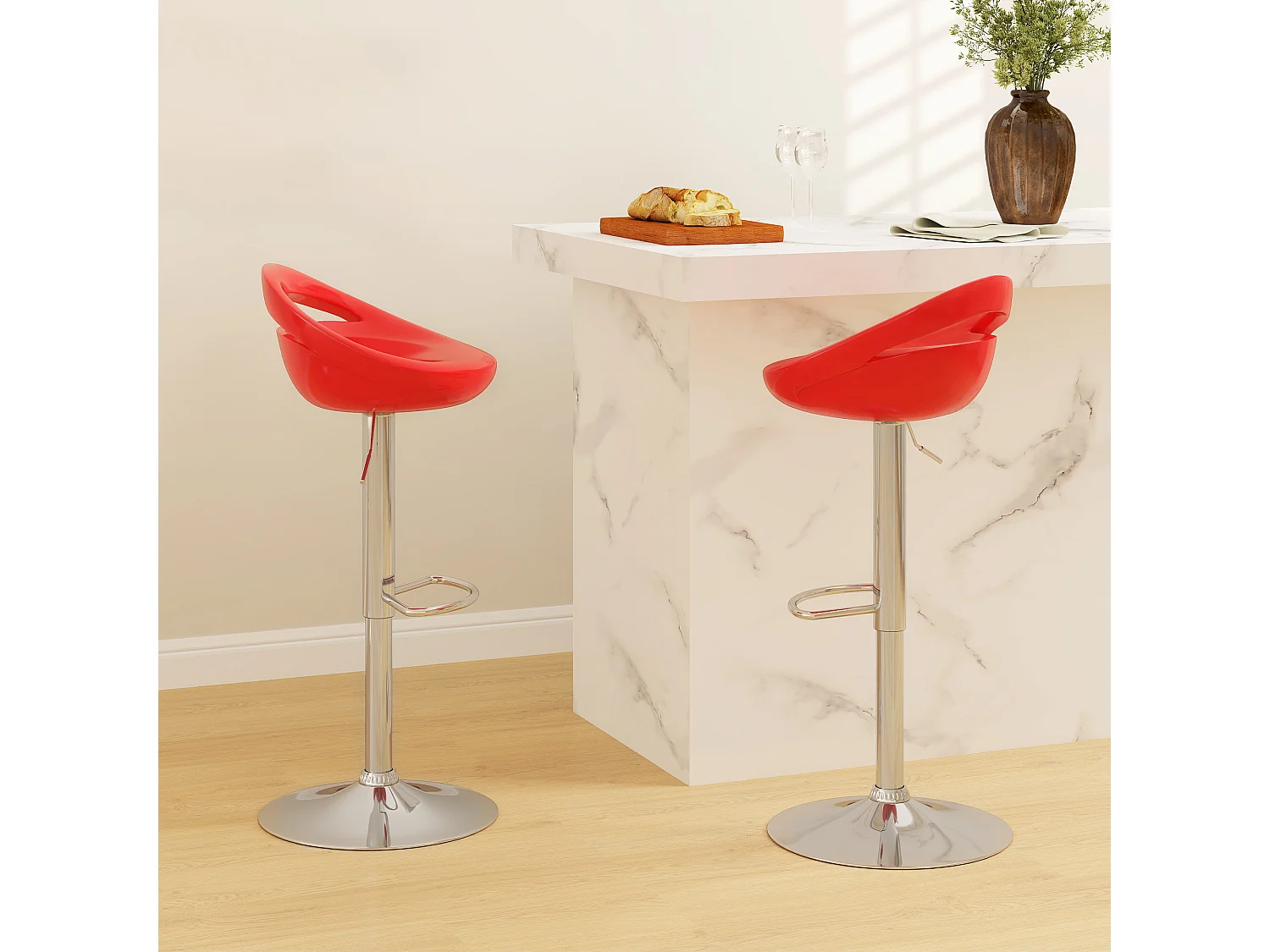 Set 2 sgabelli da bar girevoli con altezza regolabile rosso