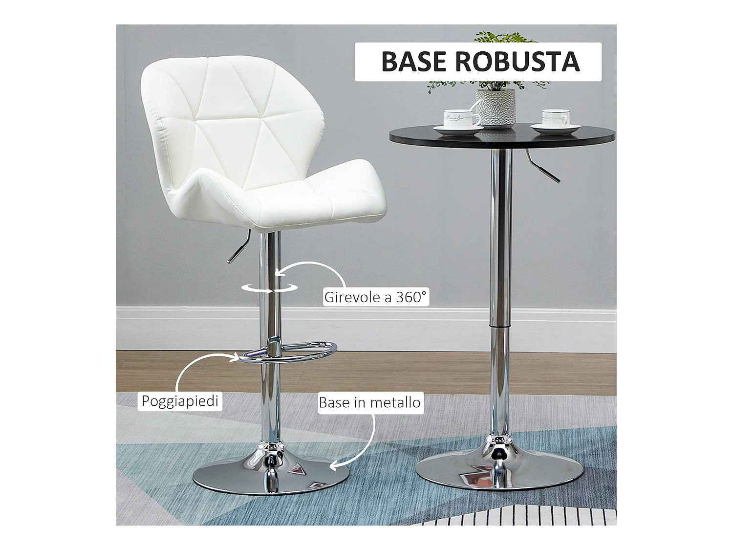 Set 2 sgabelli da bar girevoli altezza regolabile in similpelle