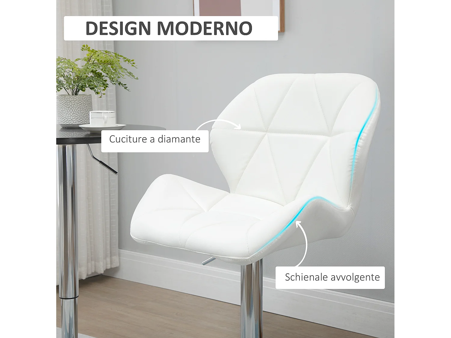 Set 2 sgabelli da bar girevoli altezza regolabile in similpelle