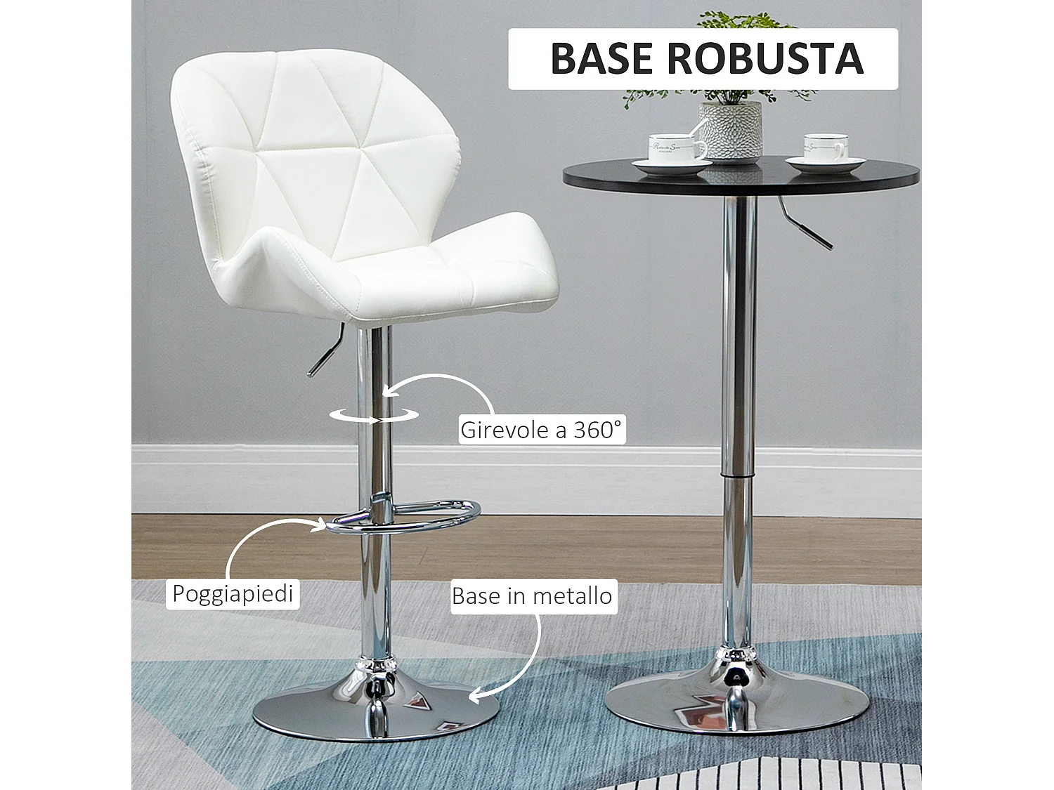 Set 2 sgabelli da bar girevoli altezza regolabile in similpelle