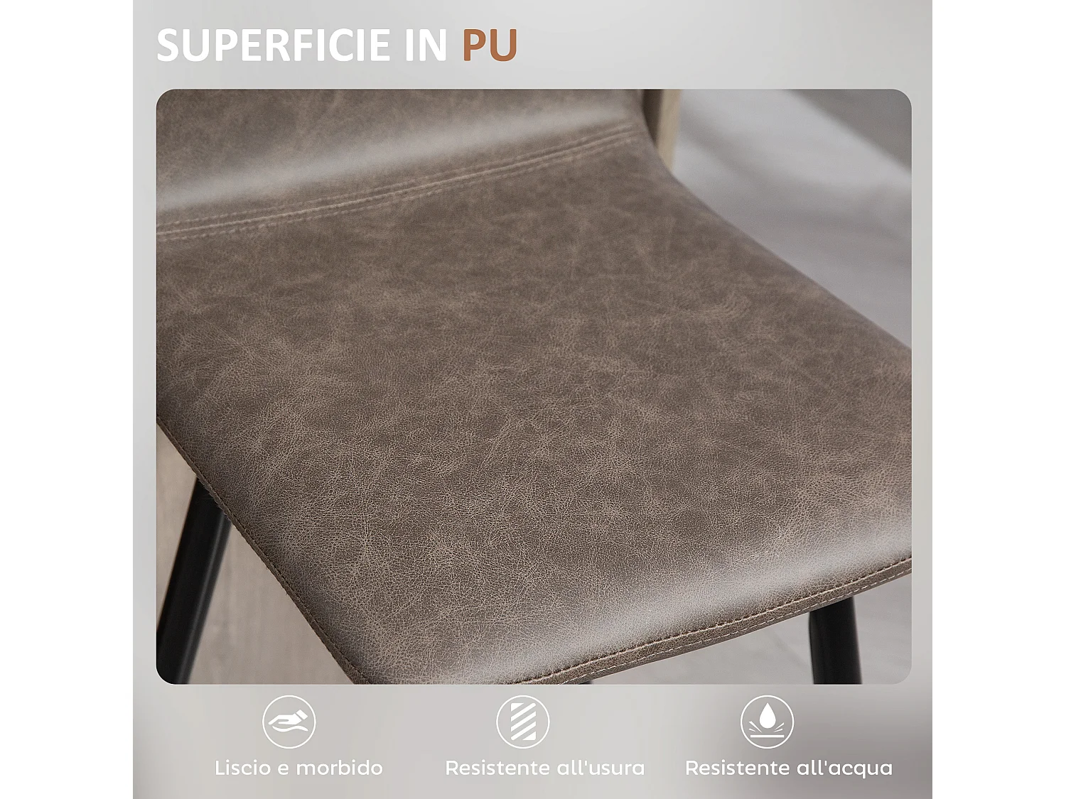 Set 2 sgabelli da bar con schienale basso e poggiapiedi in pu marrone