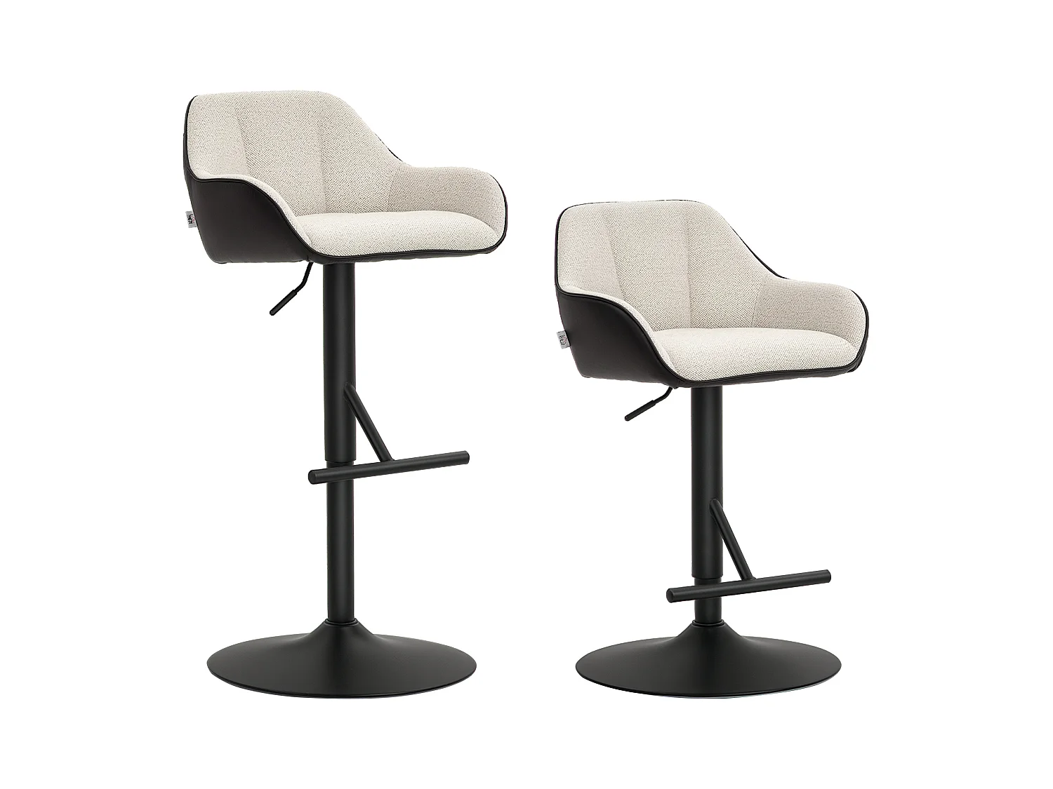 Set 2 sgabelli moderni regolabili con schienale braccioli nero grigio