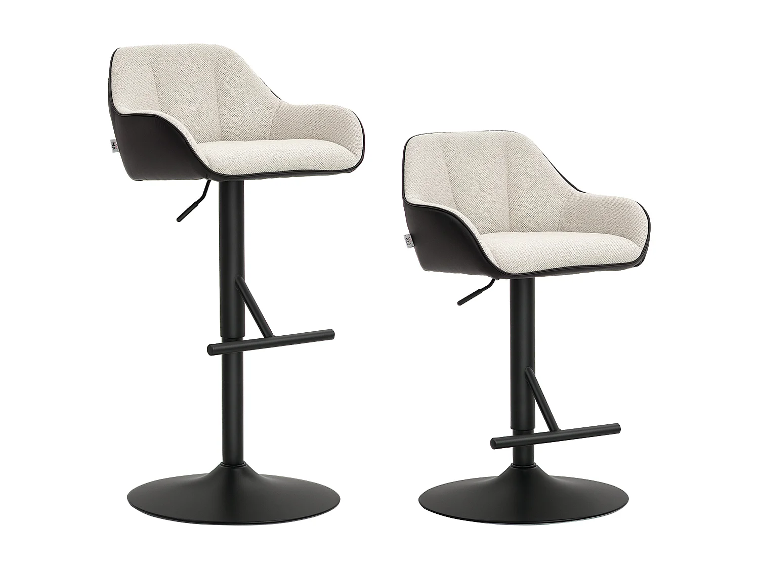 Set 2 sgabelli moderni regolabili con schienale braccioli nero grigio