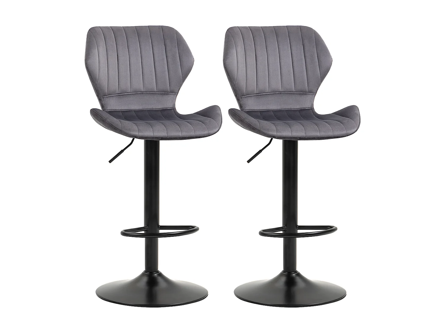 Set 2 sgabelli bar girevoli effetto velluto altezza regolabile