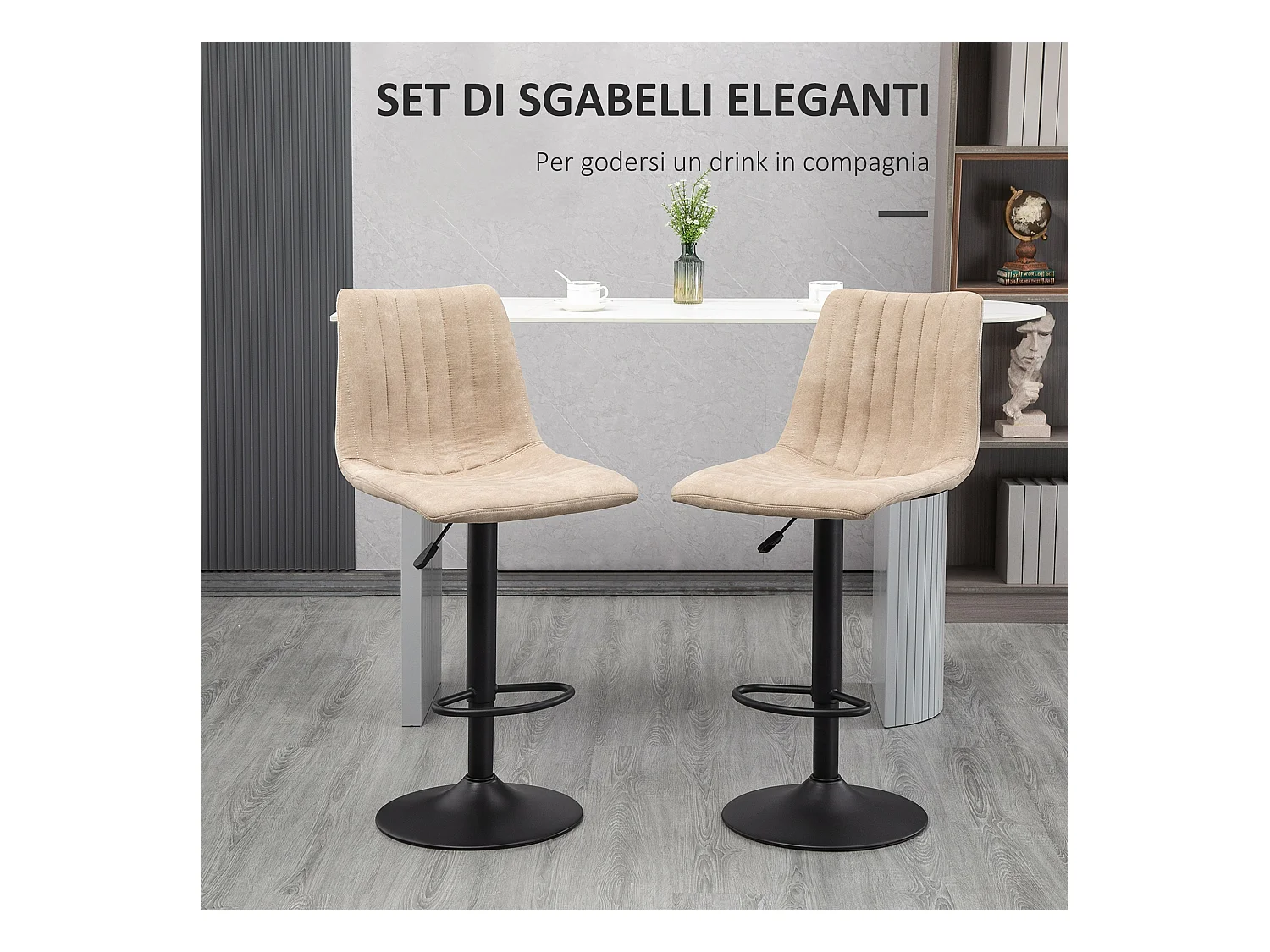 Sgabelli da bar set 2pz altezza regolabile poggiapiedi marrone