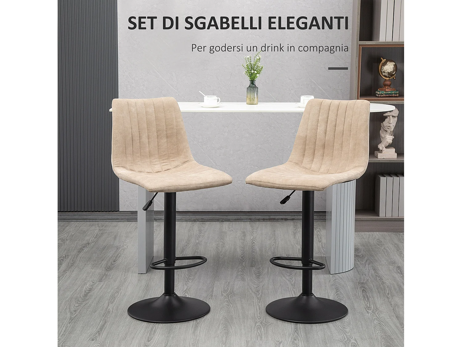 Sgabelli da bar set 2pz altezza regolabile poggiapiedi marrone