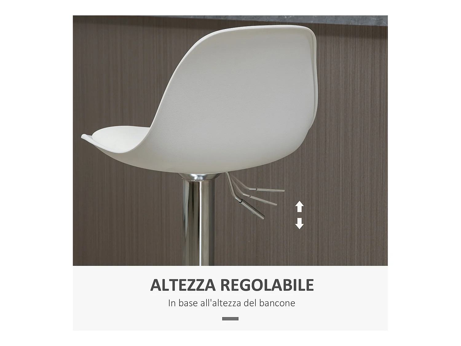 Set 2 sgabelli alti girevoli con schienale e altezza regolabile