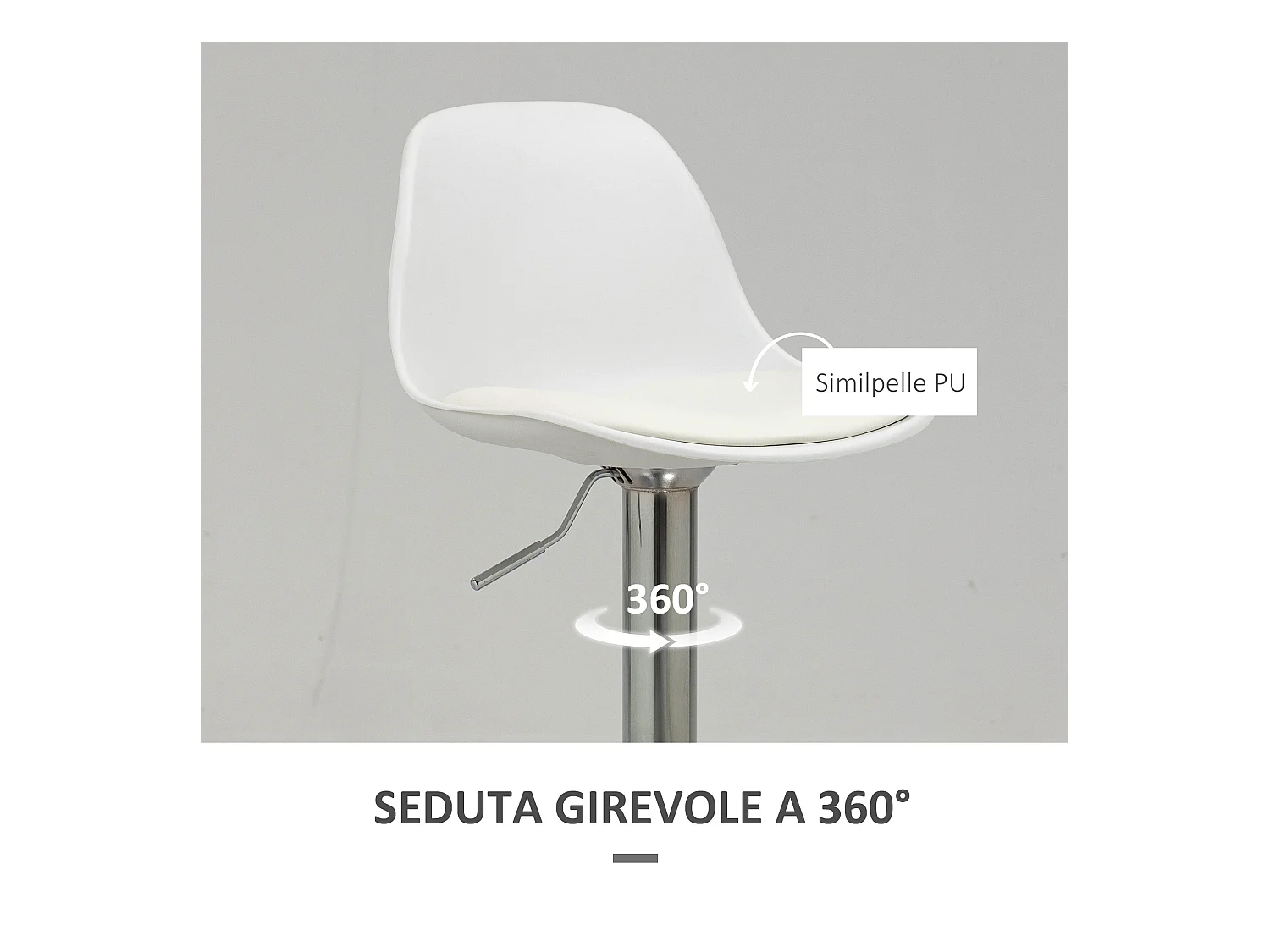 Set 2 sgabelli alti girevoli con schienale e altezza regolabile