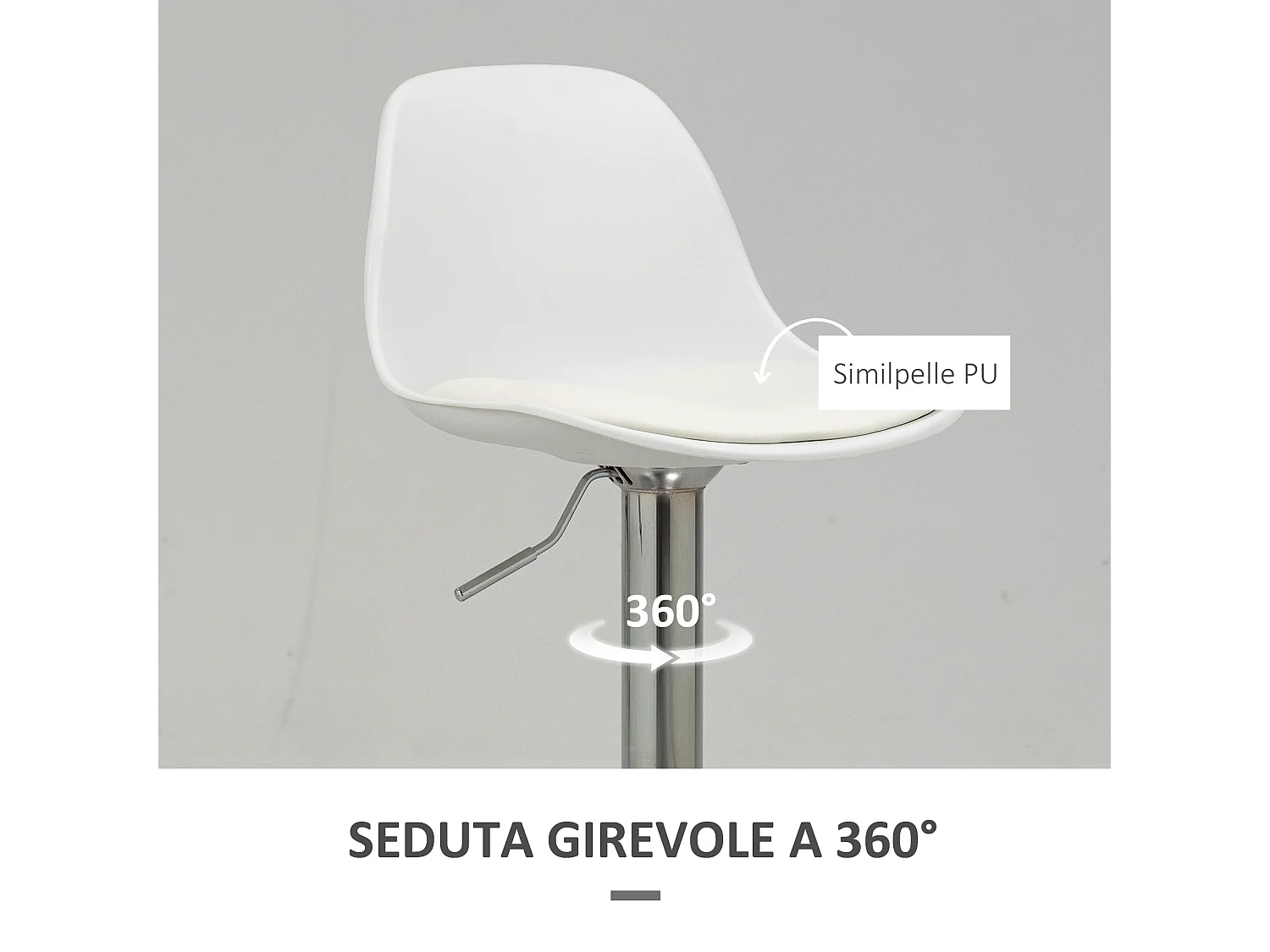 Set 2 sgabelli alti girevoli con schienale e altezza regolabile