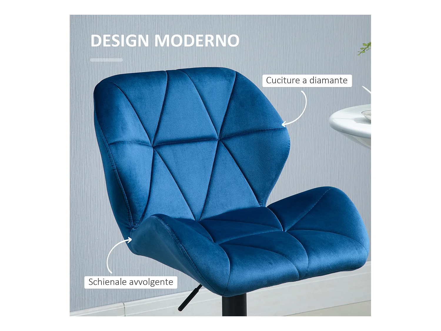 Set 2 sgabelli da bar girevoli altezza regolabile in velluto