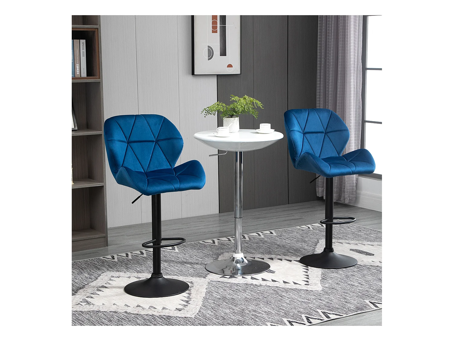 Set 2 sgabelli da bar girevoli altezza regolabile in velluto