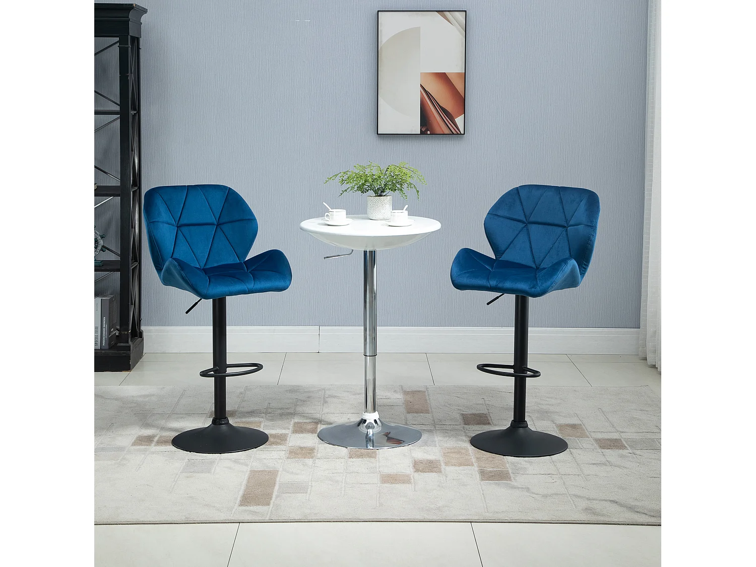 Set 2 sgabelli da bar girevoli altezza regolabile in velluto