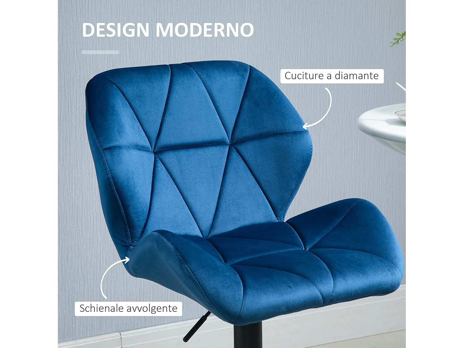 Set 2 sgabelli da bar girevoli altezza regolabile in velluto