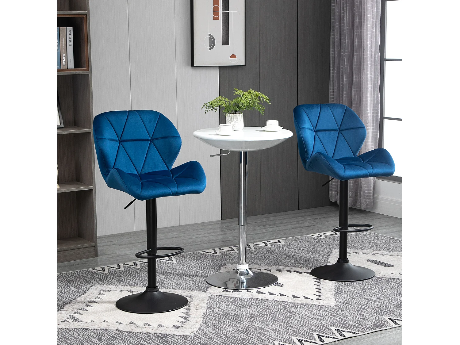 Set 2 sgabelli da bar girevoli altezza regolabile in velluto