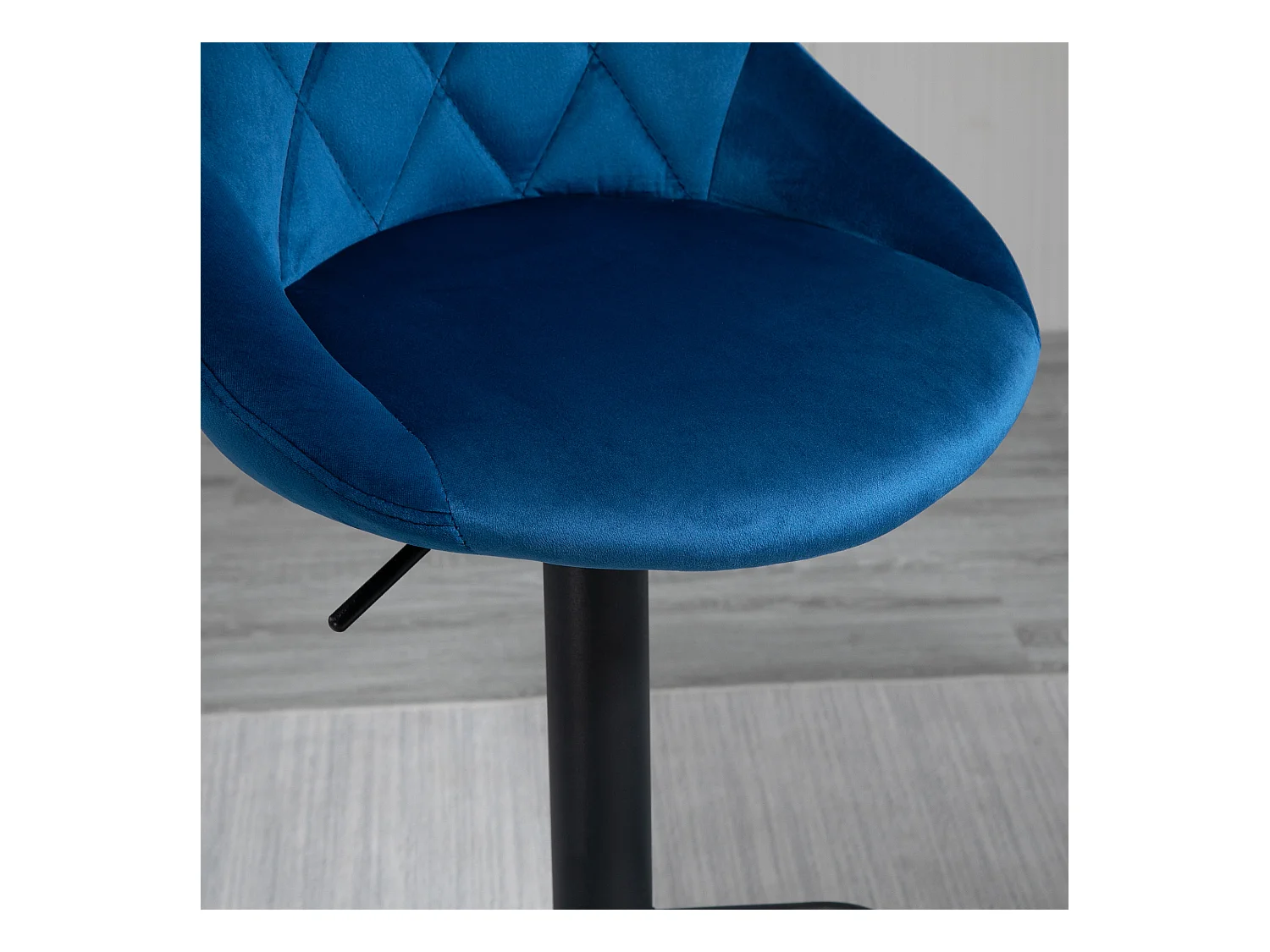 Set 2 Sgabelli da Bar Girevoli Velluto Blu Altezza Regolabile