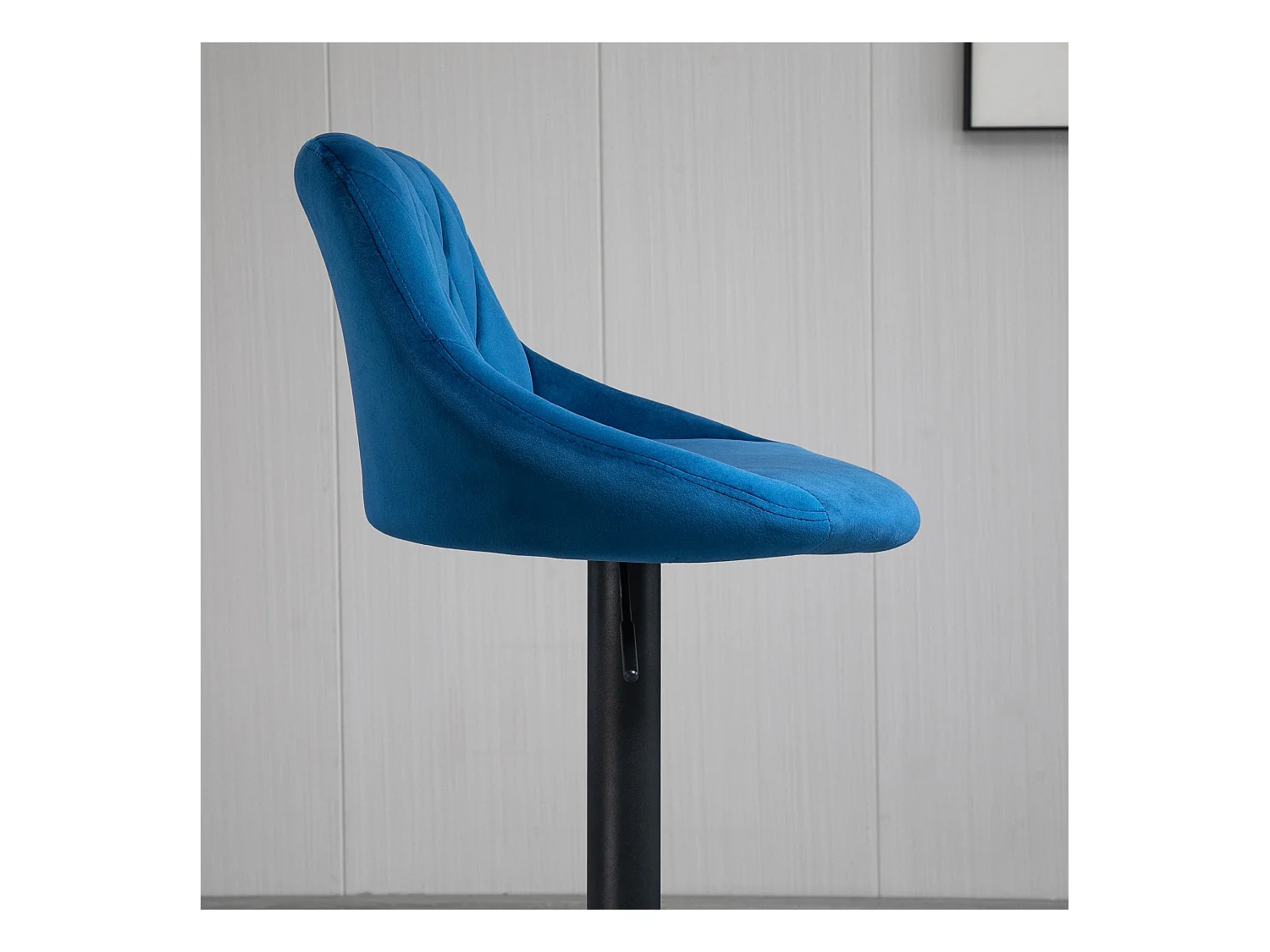 Set 2 Sgabelli da Bar Girevoli Velluto Blu Altezza Regolabile