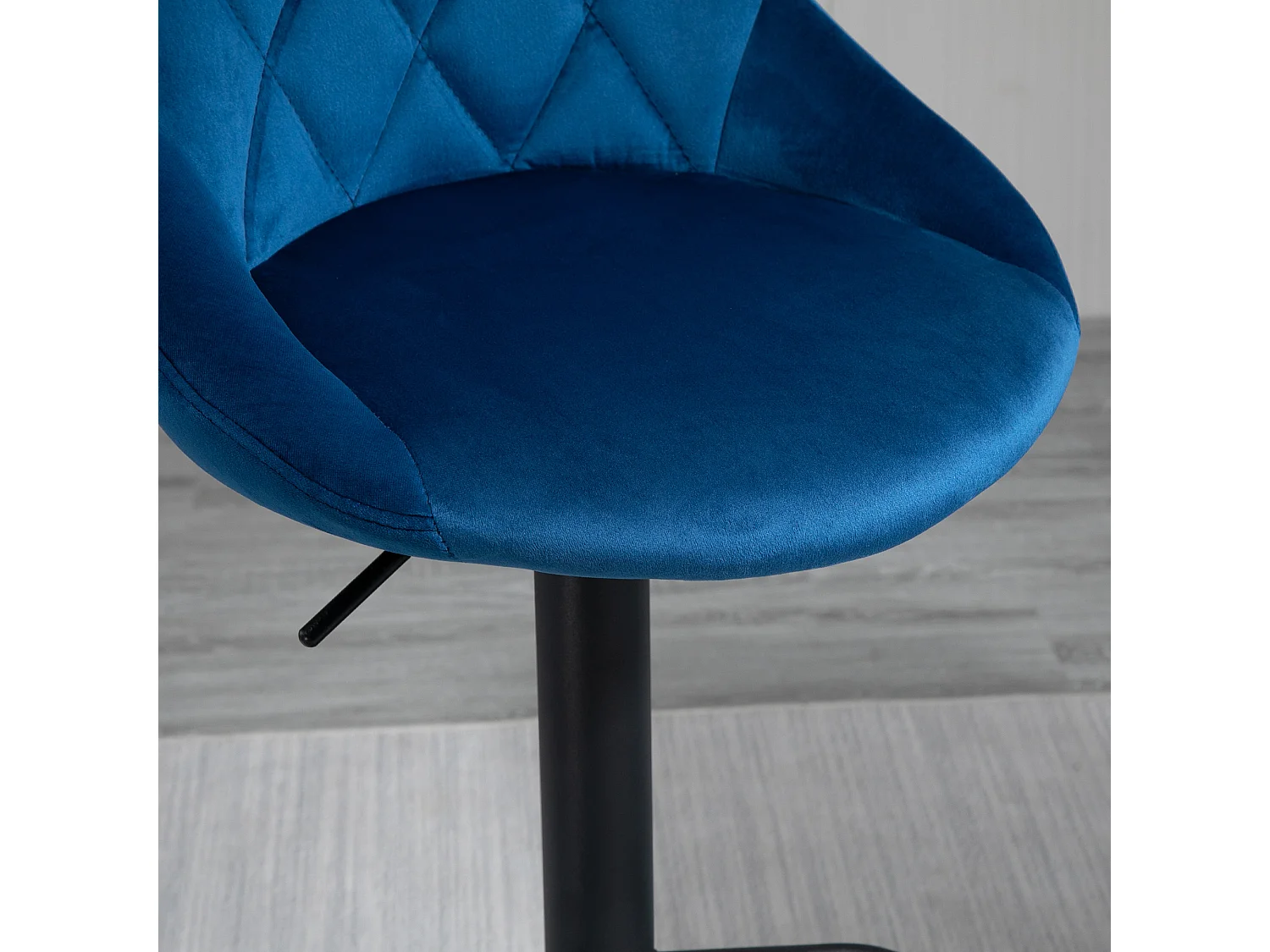 Set 2 Sgabelli da Bar Girevoli Velluto Blu Altezza Regolabile