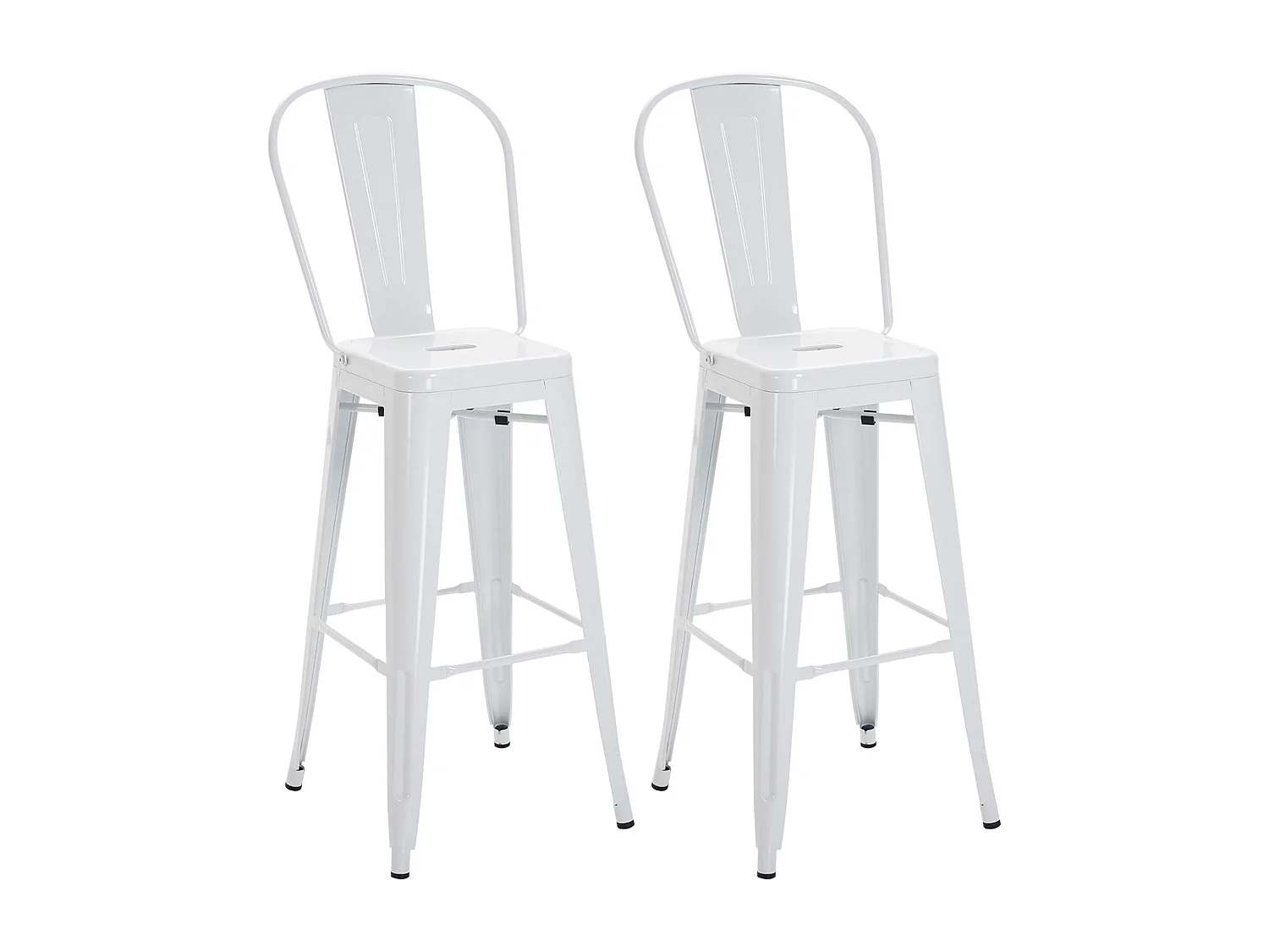 Set 2 sgabelli da bar impilabili con schienale rimovibile bianco
