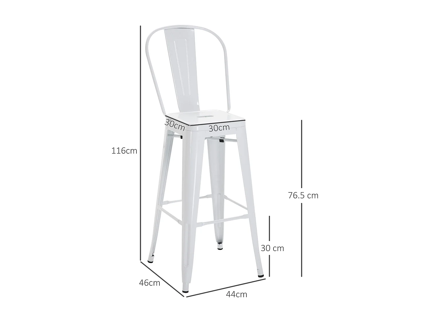 Set 2 sgabelli da bar impilabili con schienale rimovibile bianco