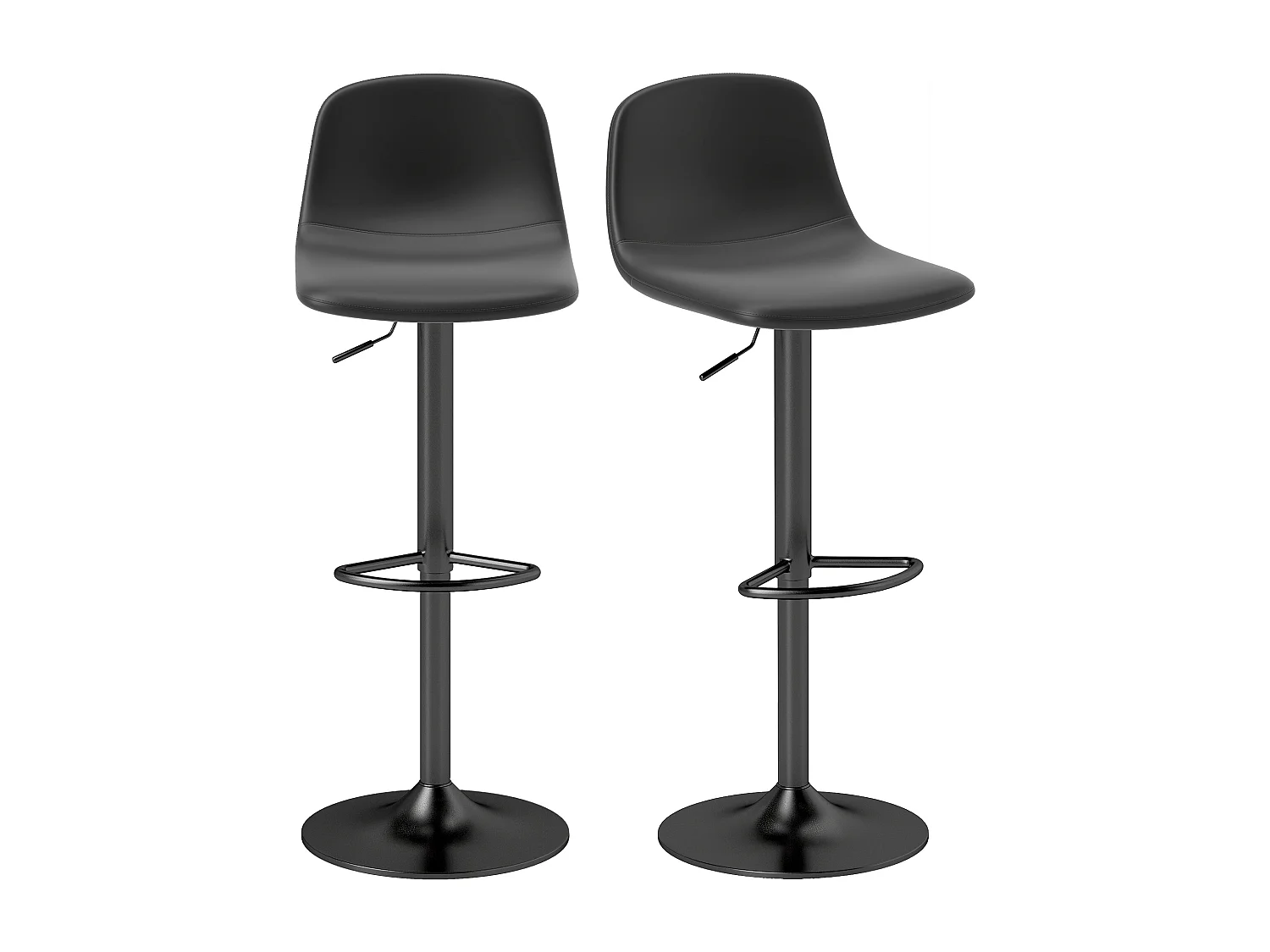 Set 2 sgabelli da bar con schienale in finta pelle pu nero