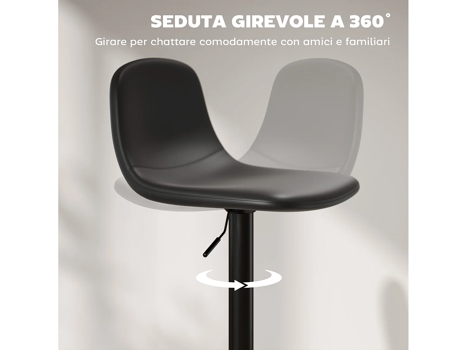 Set 2 sgabelli da bar con schienale in finta pelle pu nero