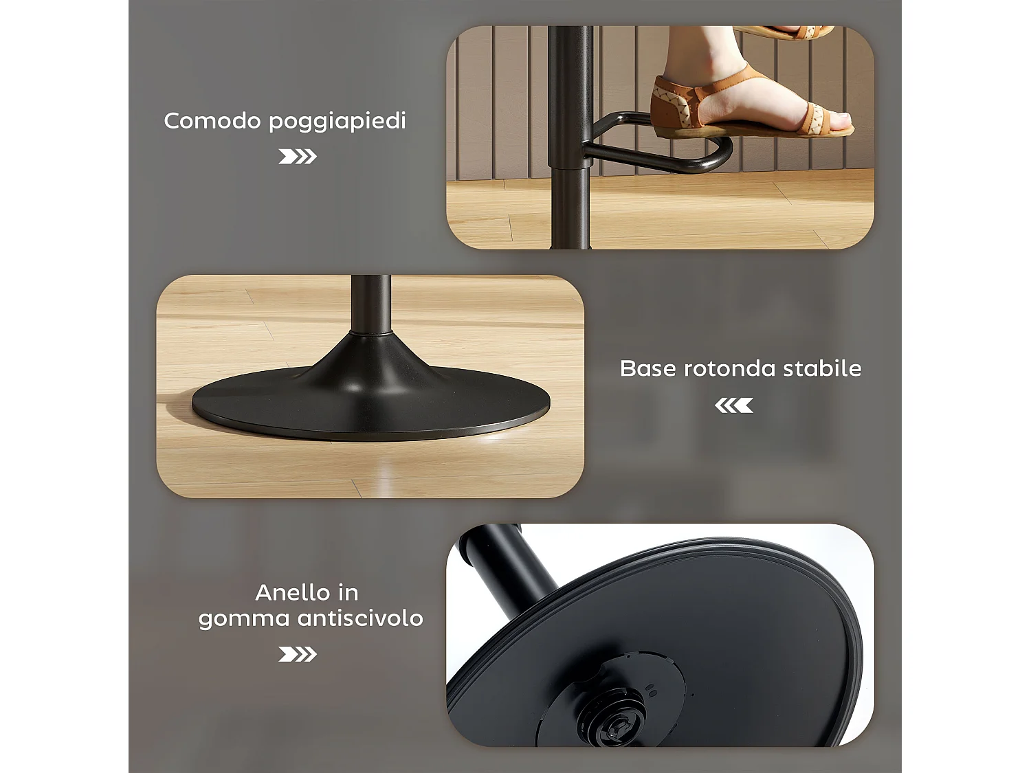 Set 2 sgabelli da bar con schienale in finta pelle pu nero