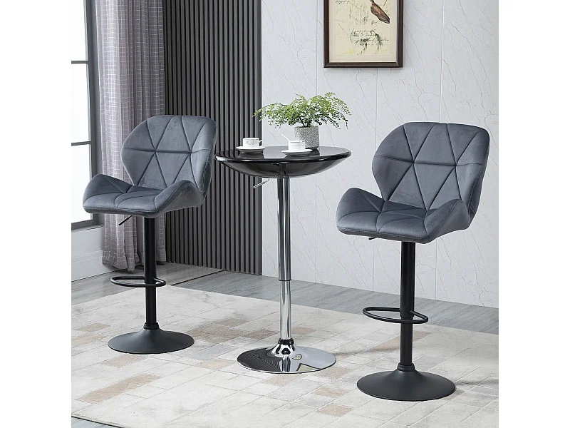 Set 2 sgabelli da bar girevoli altezza regolabile in velluto