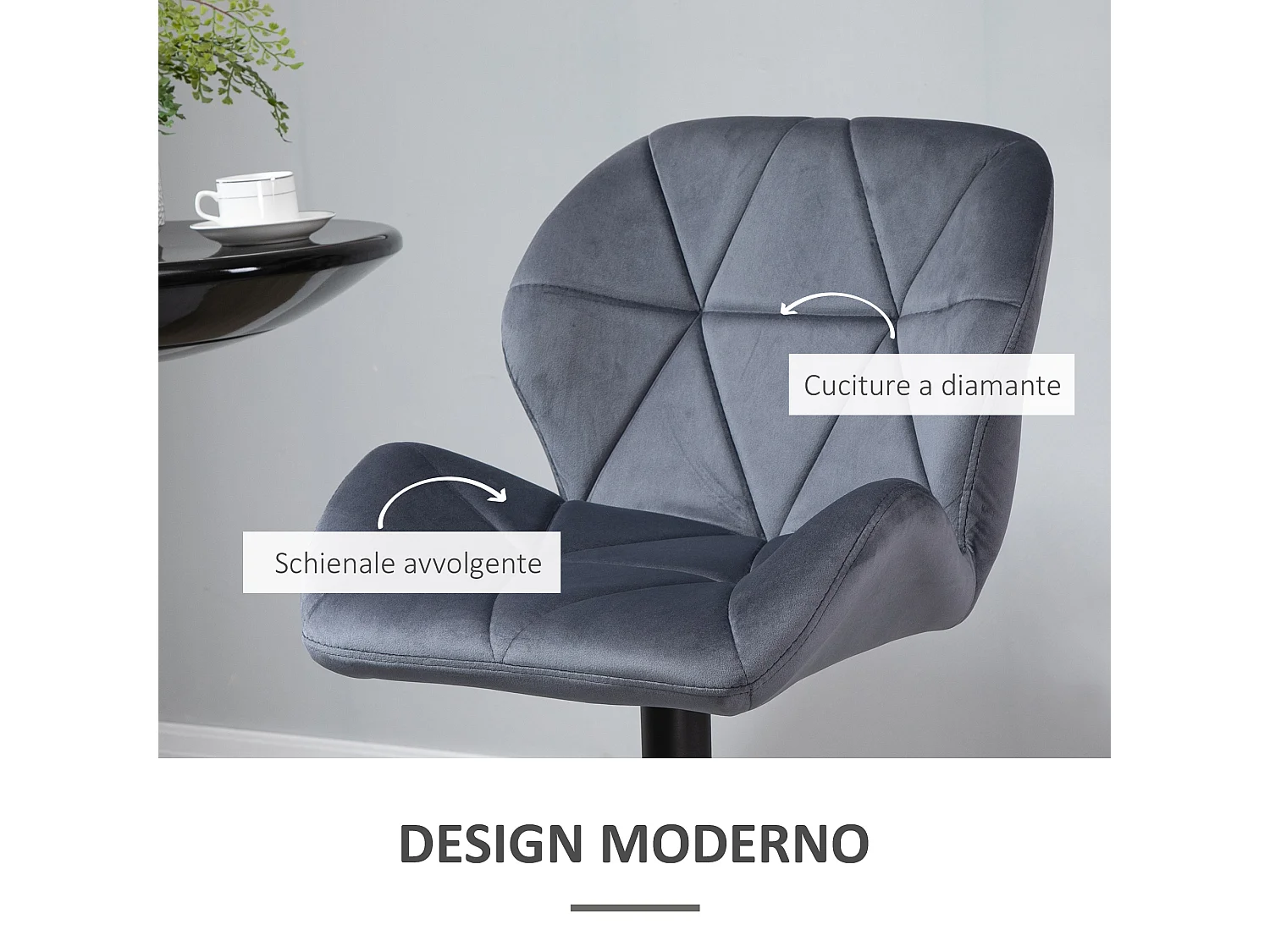 Set 2 sgabelli da bar girevoli altezza regolabile in velluto