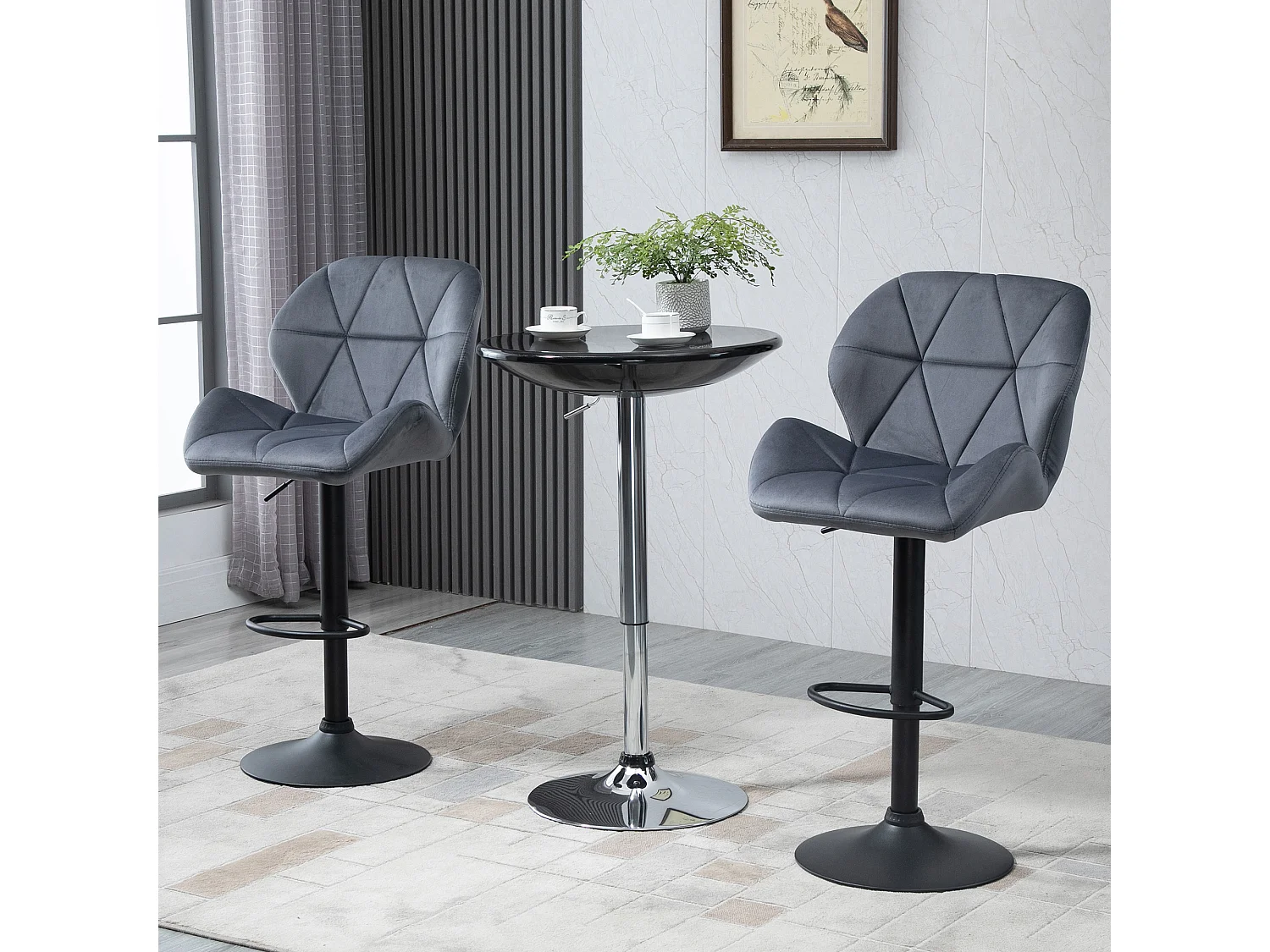 Set 2 sgabelli da bar girevoli altezza regolabile in velluto