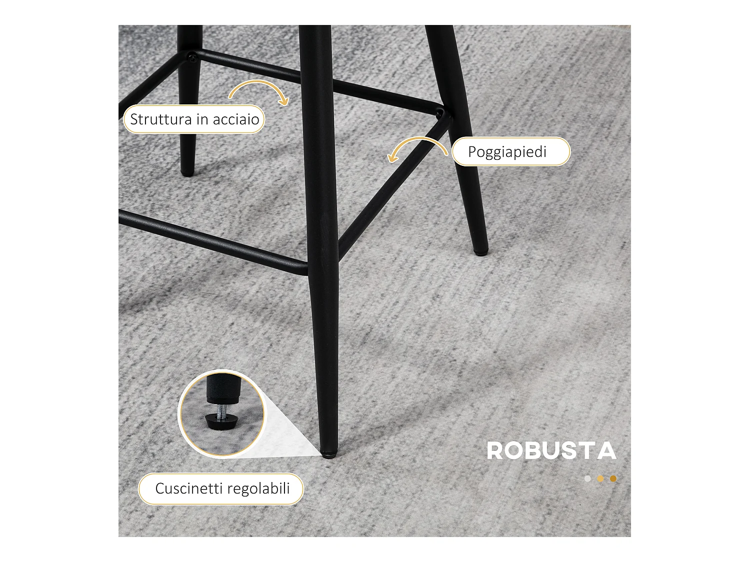 Sgabelli da cucina 2 pezzi con poggiapiedi regolabile