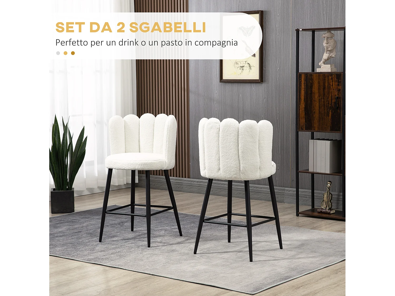 Sgabelli da cucina 2 pezzi con poggiapiedi regolabile