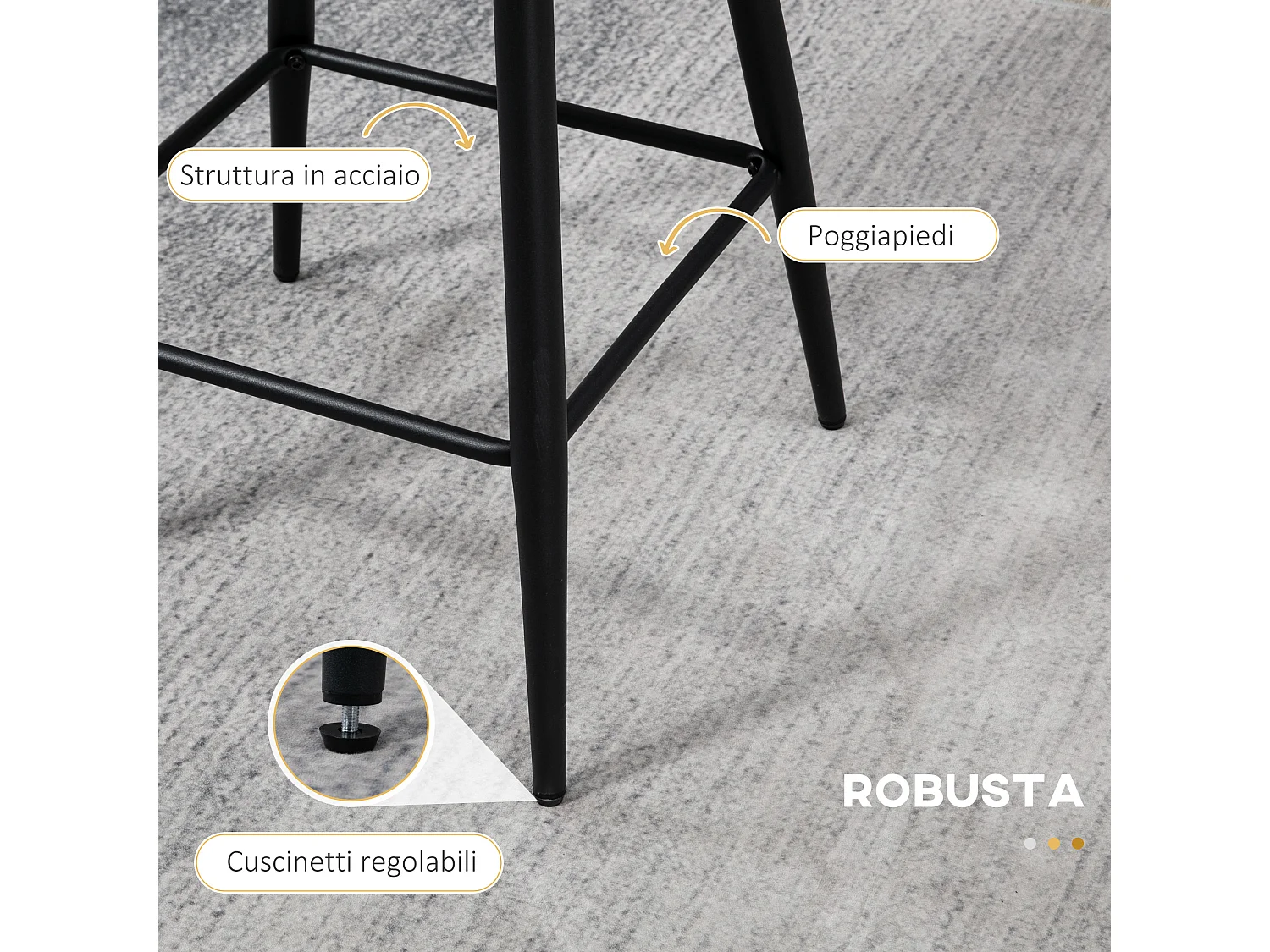Sgabelli da cucina 2 pezzi con poggiapiedi regolabile