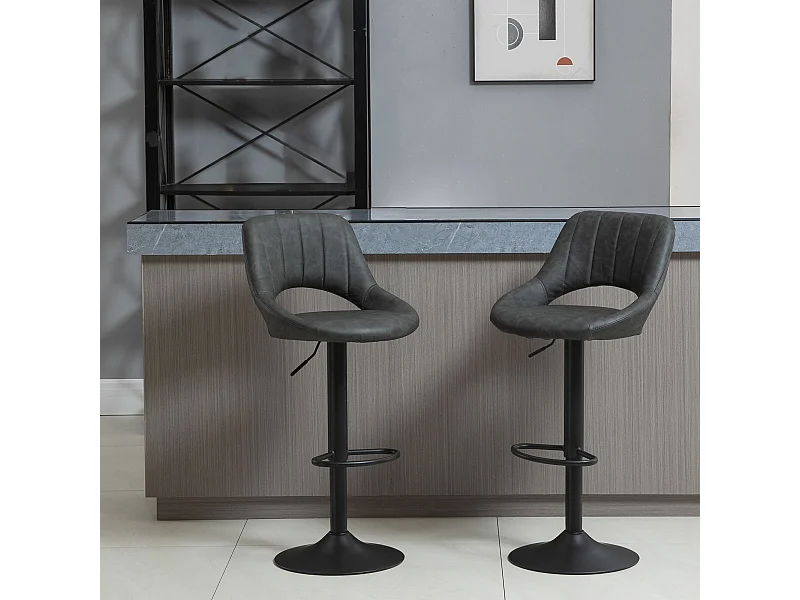 Set 2 sgabelli da bar girevoli altezza regolabile e poggiapiedi