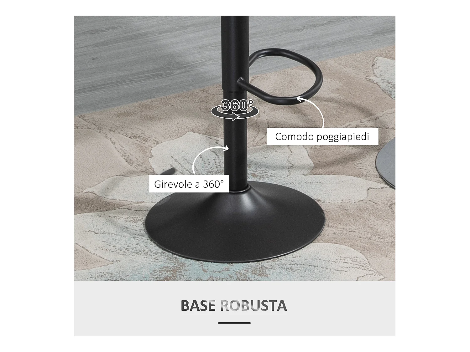 Set 2 sgabelli da bar girevoli altezza regolabile e poggiapiedi