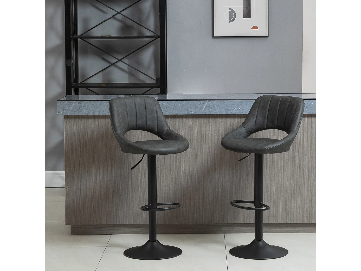 Set 2 sgabelli da bar girevoli altezza regolabile e poggiapiedi