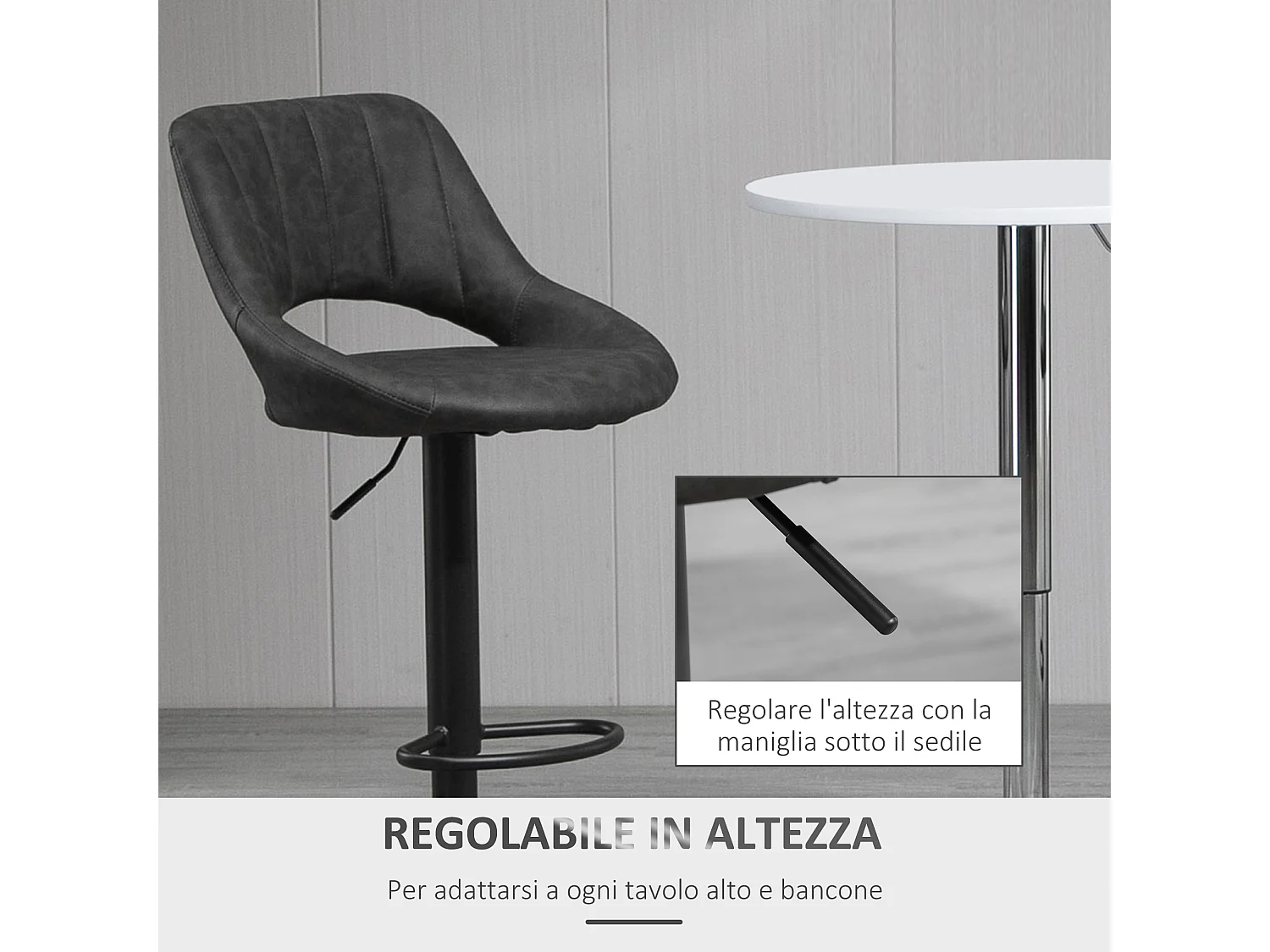 Set 2 sgabelli da bar girevoli altezza regolabile e poggiapiedi