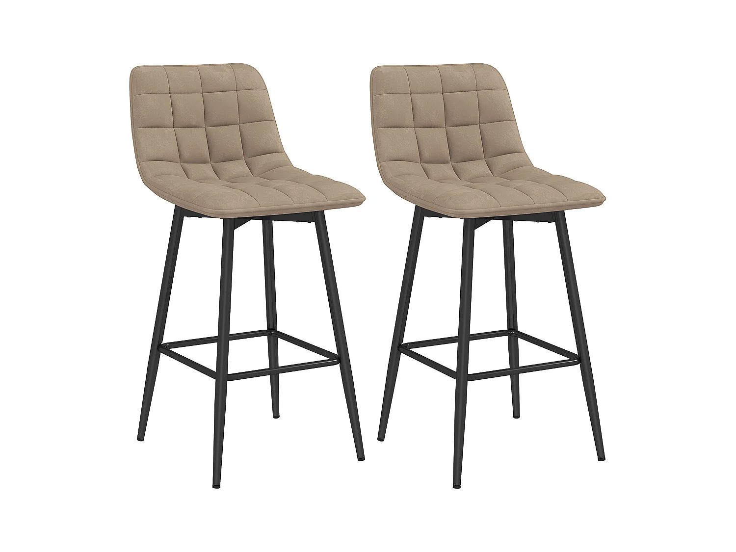 Set 2 sgabelli da cucina stile nordico effetto velluto marrone