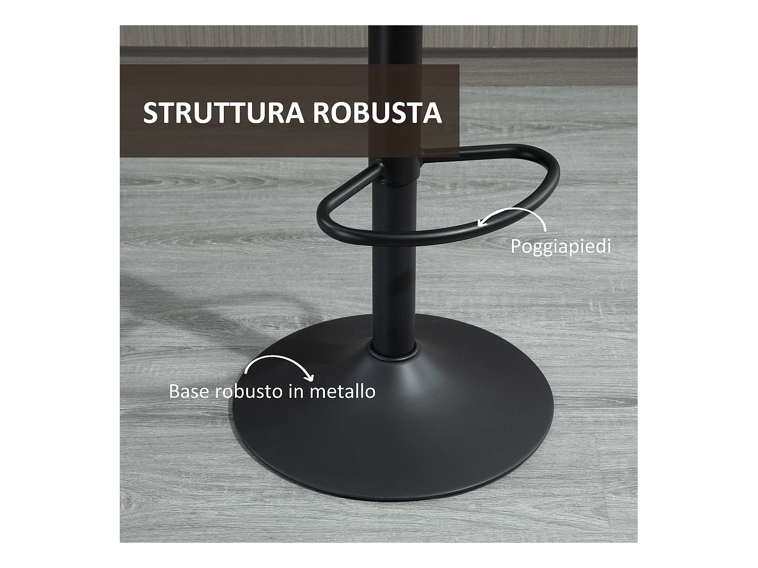 Set di 2 sgabelli da bar con schienale e altezza regolabile