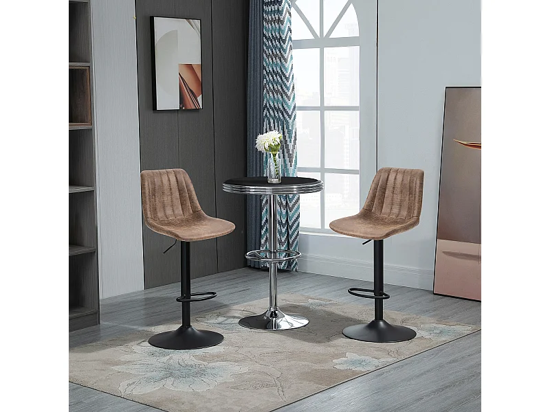 Set di 2 sgabelli da bar con schienale e altezza regolabile